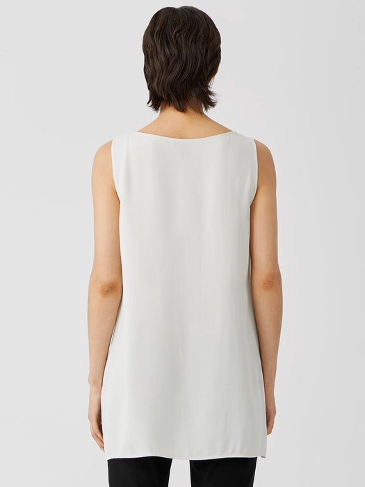 Silk Georgette Crepe Bateau Neck Tank