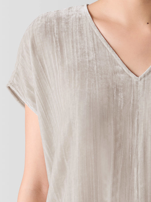 Crushed Velvet V-Neck Square Top