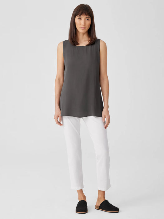 Silk Georgette Crepe&nbsp;Ballet Neck Long Tank