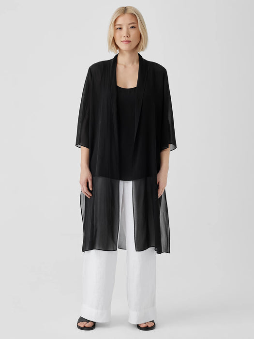 Sheer Silk Georgette High Collar Jacket