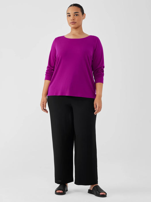 Stretch Silk Jersey Scoop Neck Top