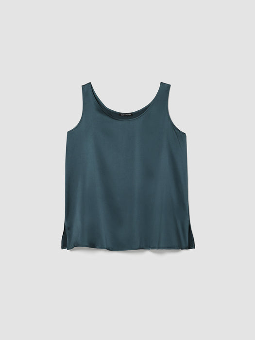 Stretch Silk Charmeuse Scoop Neck Tank