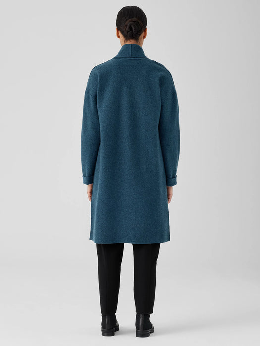 Lightweight Boiled&nbsp;Wool High Collar Coat in Regenerative Wool