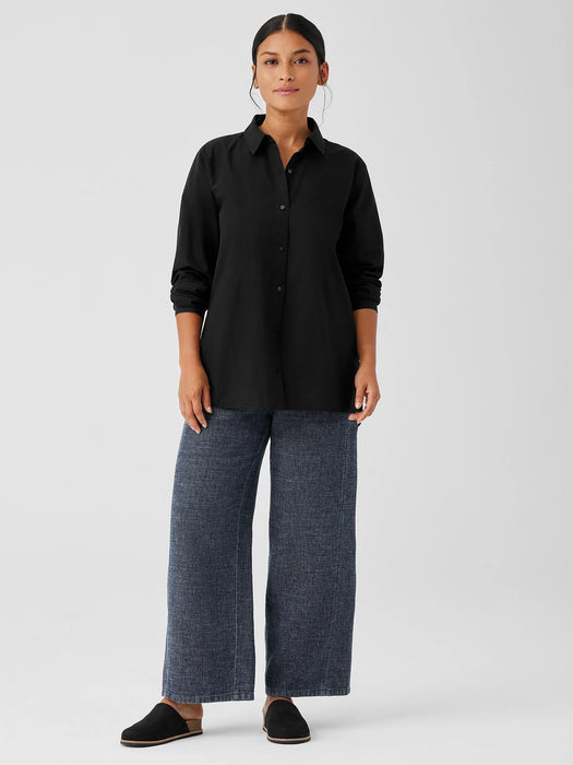 Washed Organic Cotton Poplin Classic Collar Shirt