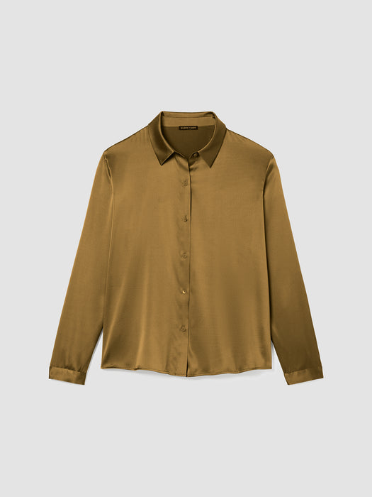 Stretch Silk Charmeuse&nbsp;Classic Collar Shirt