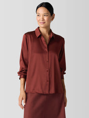 Stretch Silk Charmeuse&nbsp;Classic Collar Shirt