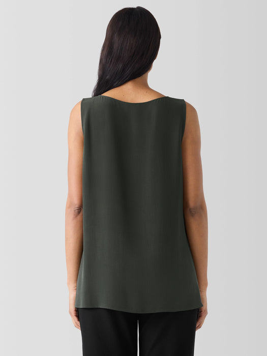 Silk Georgette Crepe&nbsp;Ballet Neck Long Tank