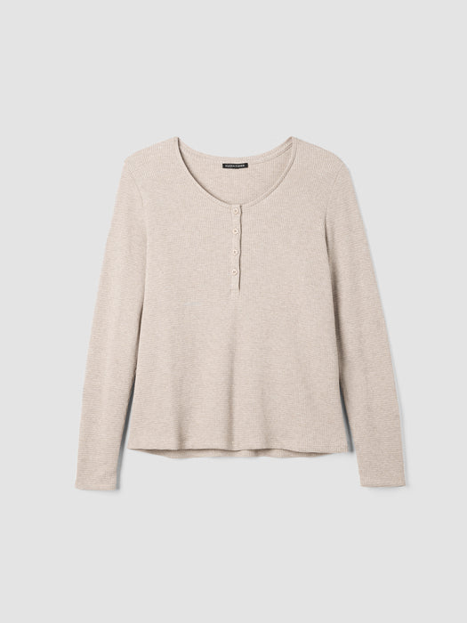 M&eacute;lange Organic Cotton Waffle Henley Sleep Top