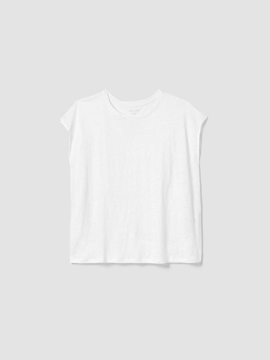 Organic Linen Jersey Shirred-Back Top