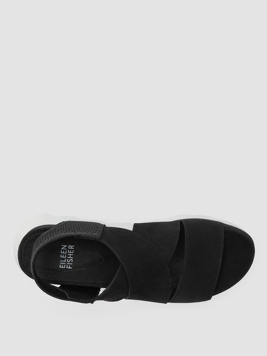Chant Tumbled Leather Wedge Sandal