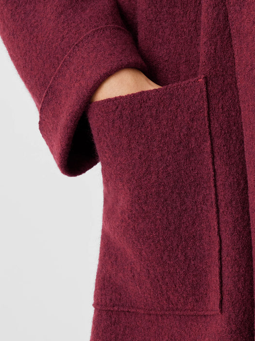 Lightweight Boiled&nbsp;Wool High Collar Coat in Regenerative Wool