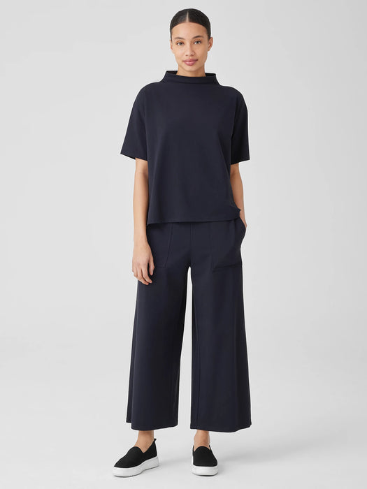 Pima Cotton Stretch Jersey Funnel Neck Top