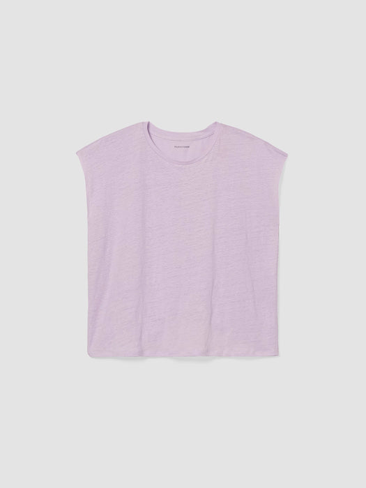 Organic Linen Jersey Shirred-Back Top