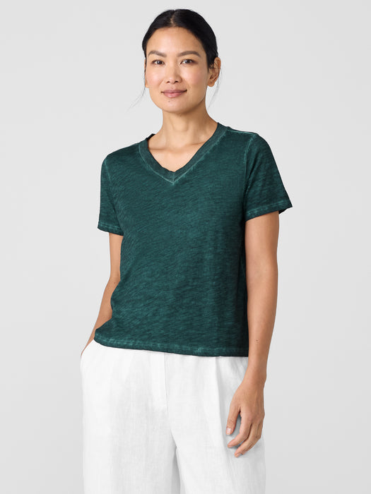 Organic Cotton Hazy Slub V-Neck Tee