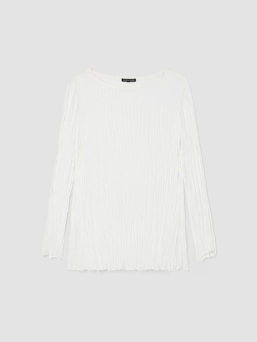 Crinkled Sheer Silk Georgette&nbsp;Bateau Neck Long Top
