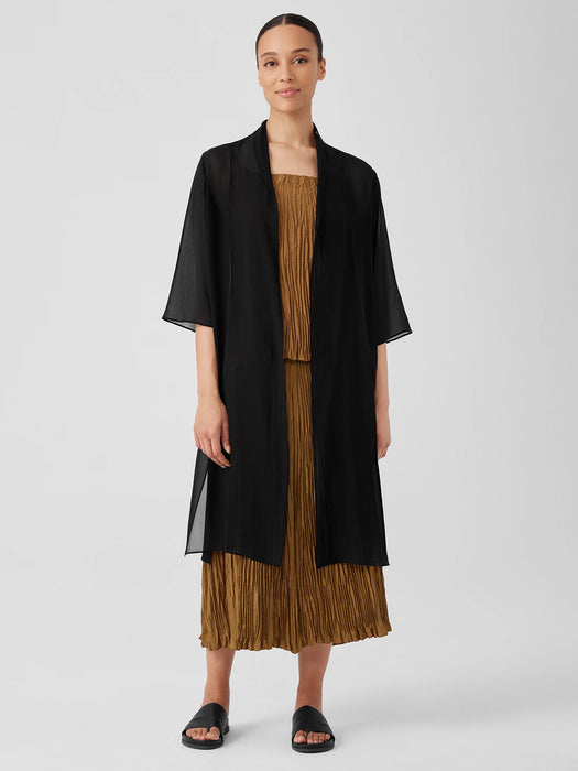 Sheer Silk Georgette High Collar Jacket