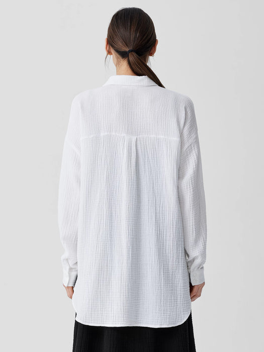 Organic Cotton Lofty Gauze Classic Collar Long Shirt