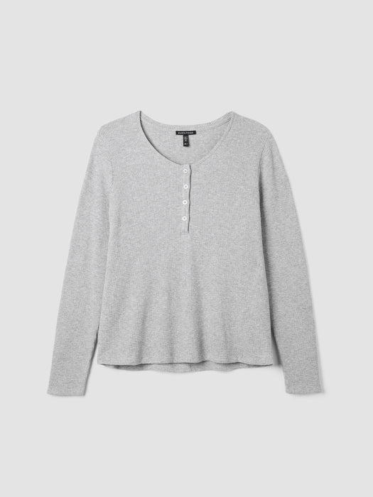 M&eacute;lange Organic Cotton Waffle Henley Sleep Top