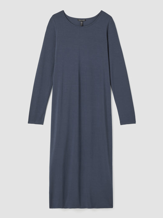 Stretch Jersey Knit Jewel Neck Dress