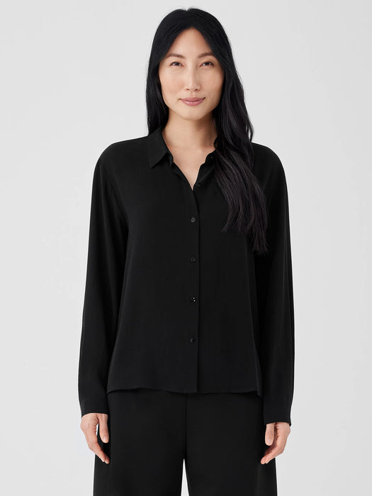 Silk Georgette Crepe Classic Collar Shirt