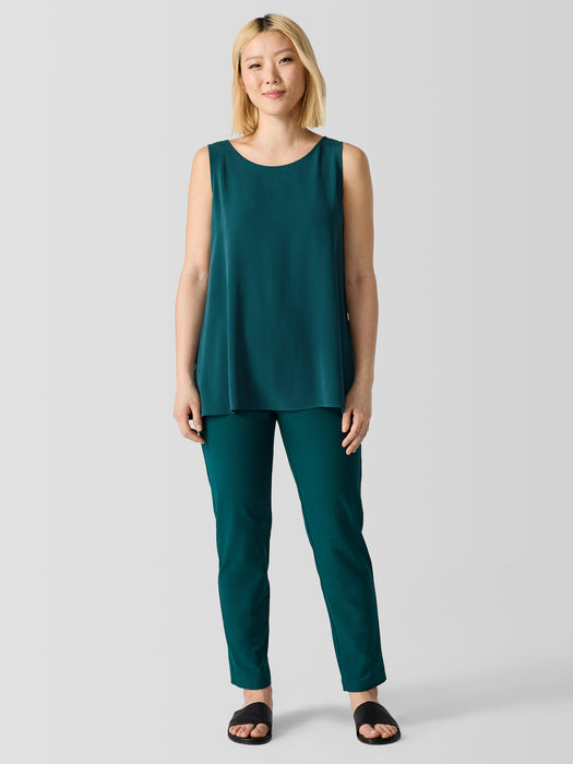 Silk Georgette Crepe&nbsp;Ballet Neck Long Tank