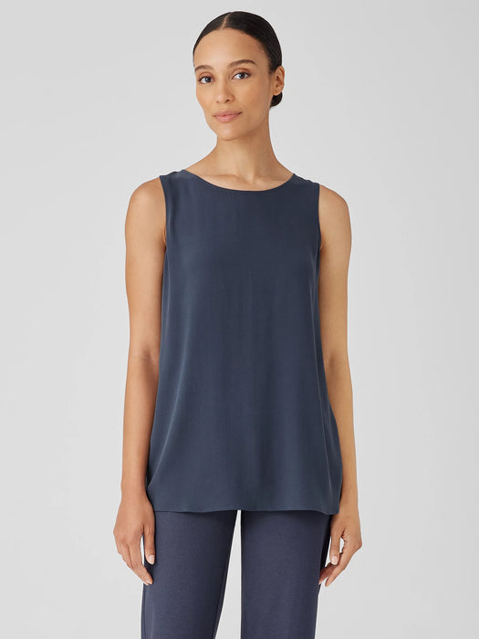 Silk Georgette Crepe&nbsp;Ballet Neck Long Tank