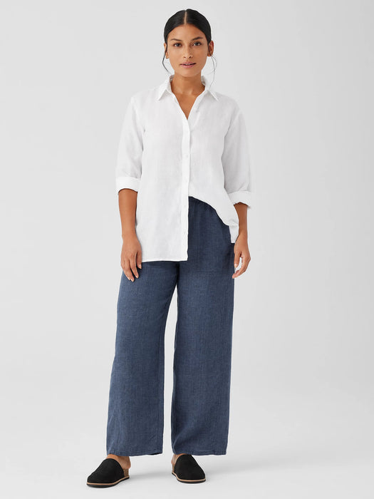 Washed Organic Linen D&eacute;lav&eacute; Wide Trouser Pant