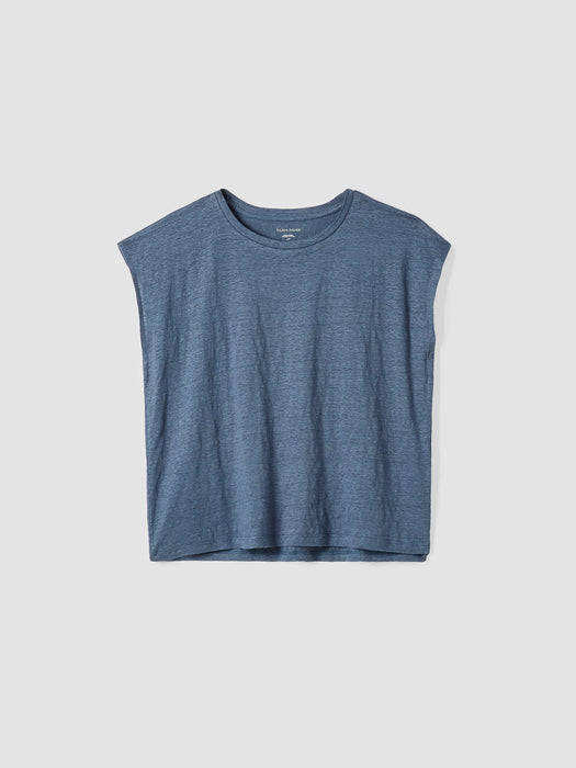Organic Linen Jersey Shirred-Back Top