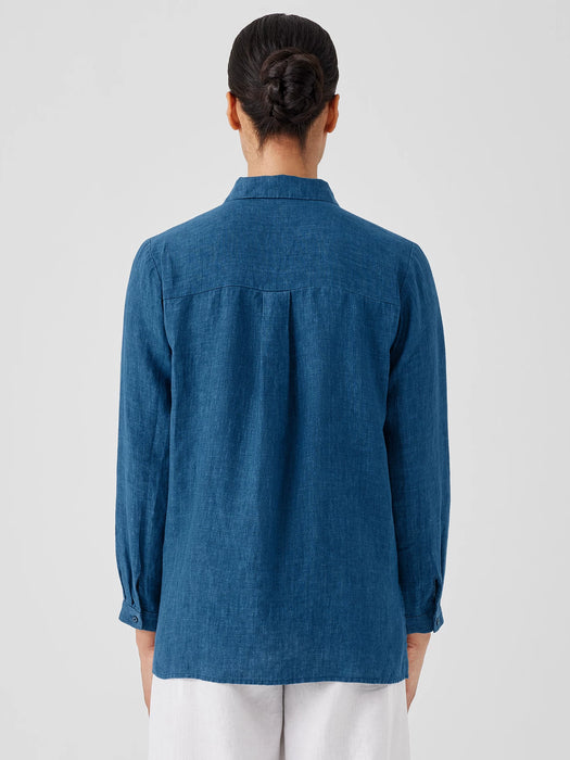 Washed Organic Linen D&eacute;lav&eacute; Classic Collar Shirt