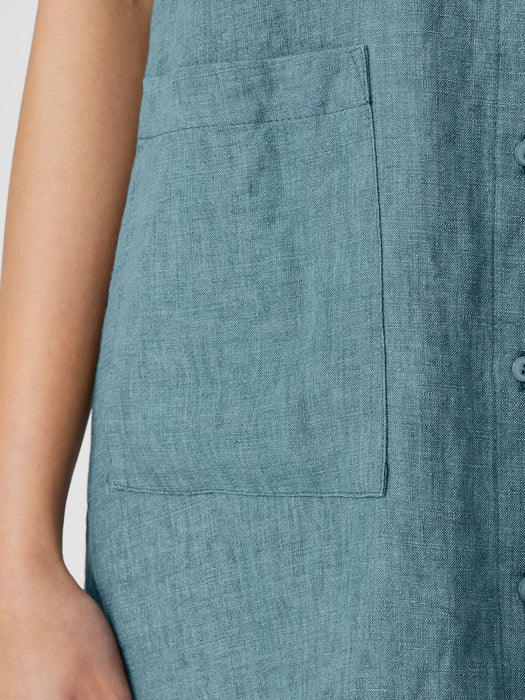 Washed Organic Linen D&eacute;lav&eacute; Sleeveless Shirtdress