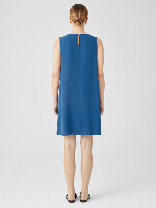 Silk Georgette Crepe Round Neck Dress