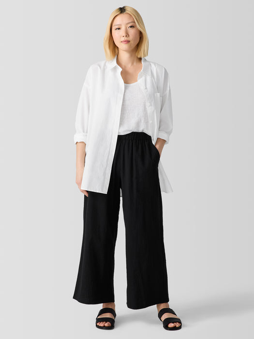 Organic Cotton Ripple&nbsp;Wide-Leg Pant