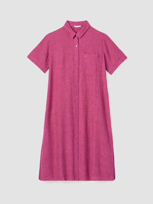Washed Organic Linen D&eacute;lav&eacute; Shirtdress