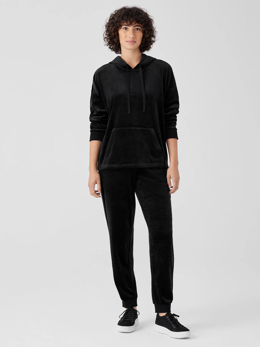 Cozy Velour Knit Hooded Top