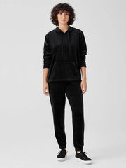 Cozy Velour Knit Hooded Top