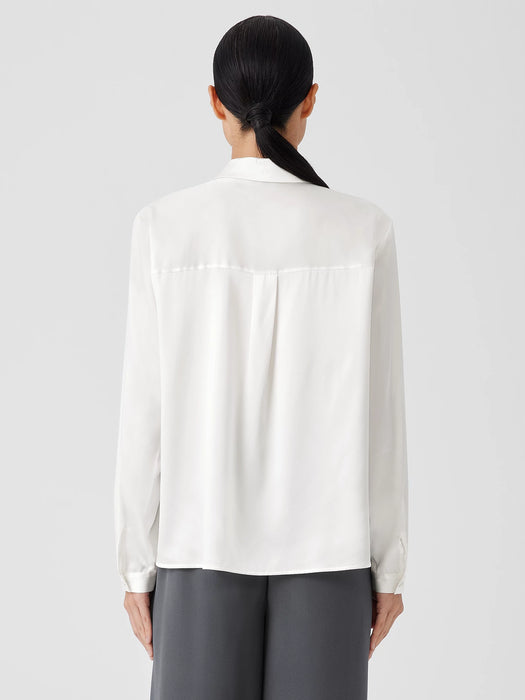 Stretch Silk Charmeuse Classic Collar Shirt