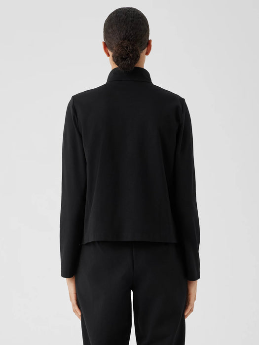 Cotton Blend Ponte Stand Collar Jacket