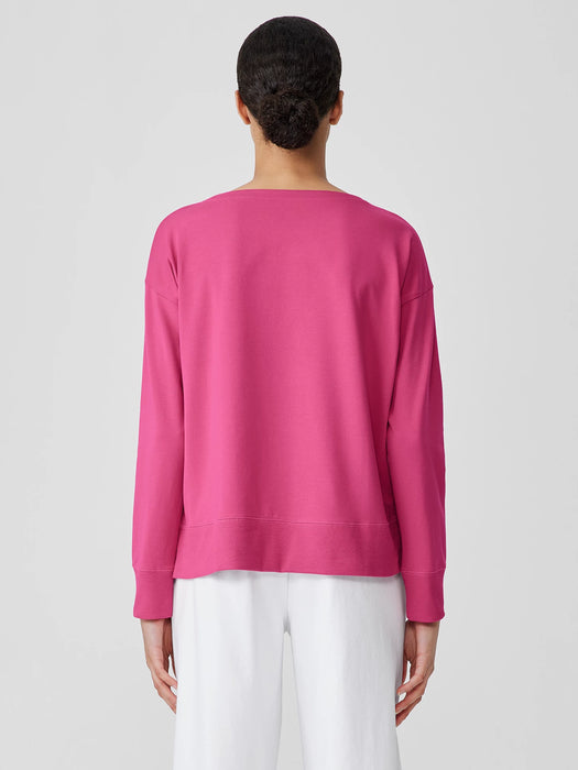 Pima Cotton Stretch Jersey Bateau Neck Top