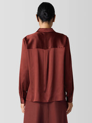 Stretch Silk Charmeuse&nbsp;Classic Collar Shirt