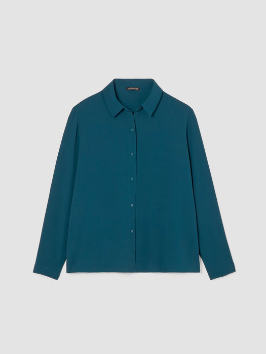 Silk Georgette Crepe Classic Collar Shirt