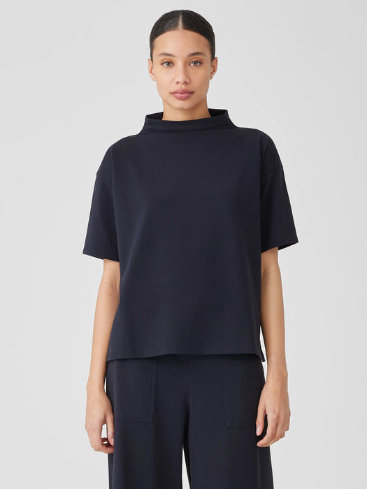Pima Cotton Stretch Jersey Funnel Neck Top