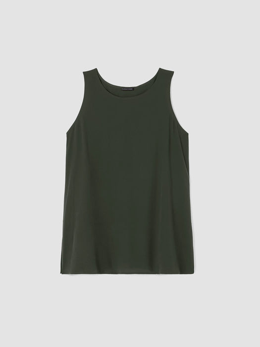 Silk Georgette Crepe&nbsp;Ballet Neck Long Tank
