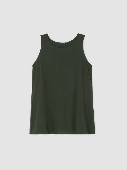Silk Georgette Crepe&nbsp;Ballet Neck Long Tank