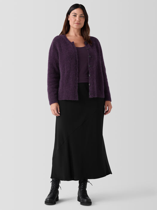 Mohair Plush M&eacute;lange Crew Neck Cardigan
