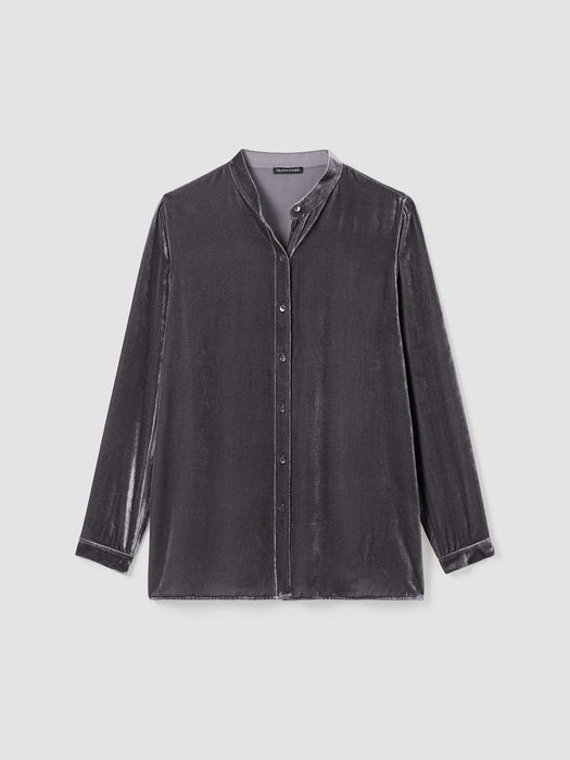 Velvet Band&nbsp;Collar Long Shirt