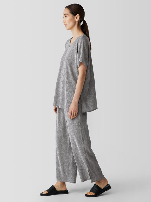 Woven Pliss&eacute; V-Neck Top