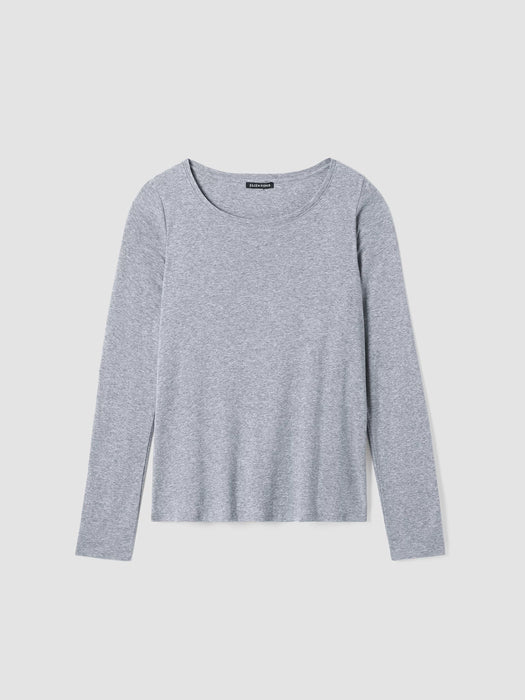 Ribbed Pima Cotton Blend Scoop Neck Top