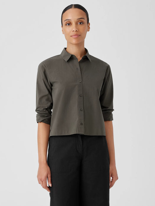 Washed Organic Cotton Poplin Classic Collar Short Shirt