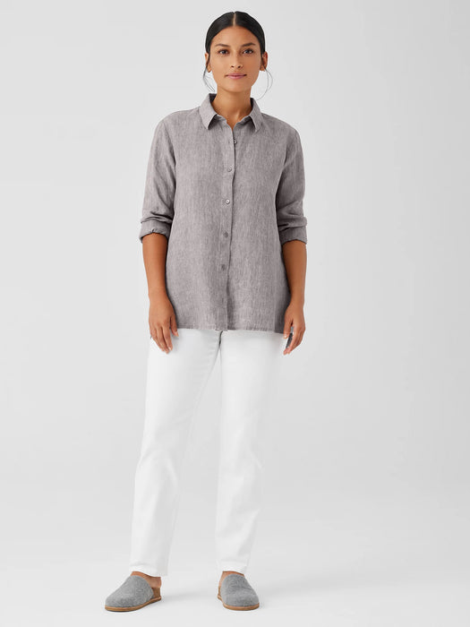 Washed Organic Linen D&eacute;lav&eacute; Classic Collar Shirt