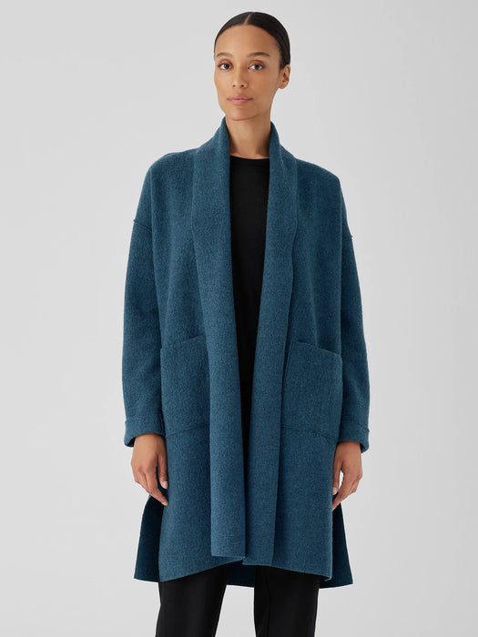Lightweight Boiled&nbsp;Wool High Collar Coat in Regenerative Wool